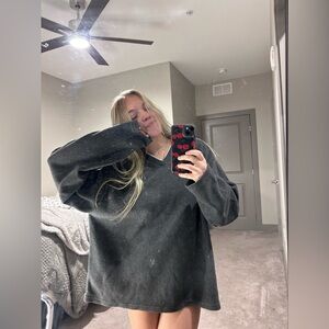 Grey Soft Vneck Sweater